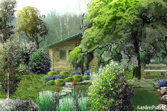 Projekt ogrodu:Domek letniskowy - Wiosna