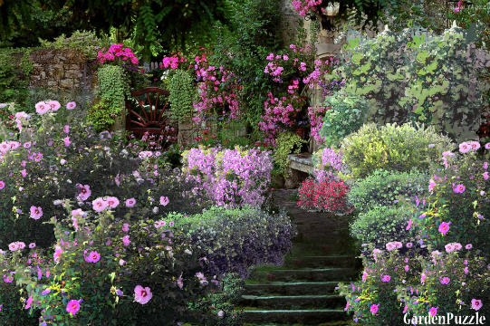 Koncepcja ogrodu - Kamienna ławeczka..